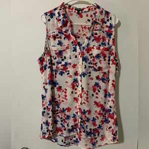 Express Floral Print the Portofino Button Down Tank